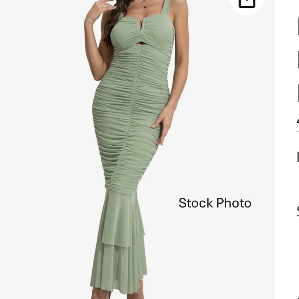 Ruched Mermaid Prom Dress in Sage Green